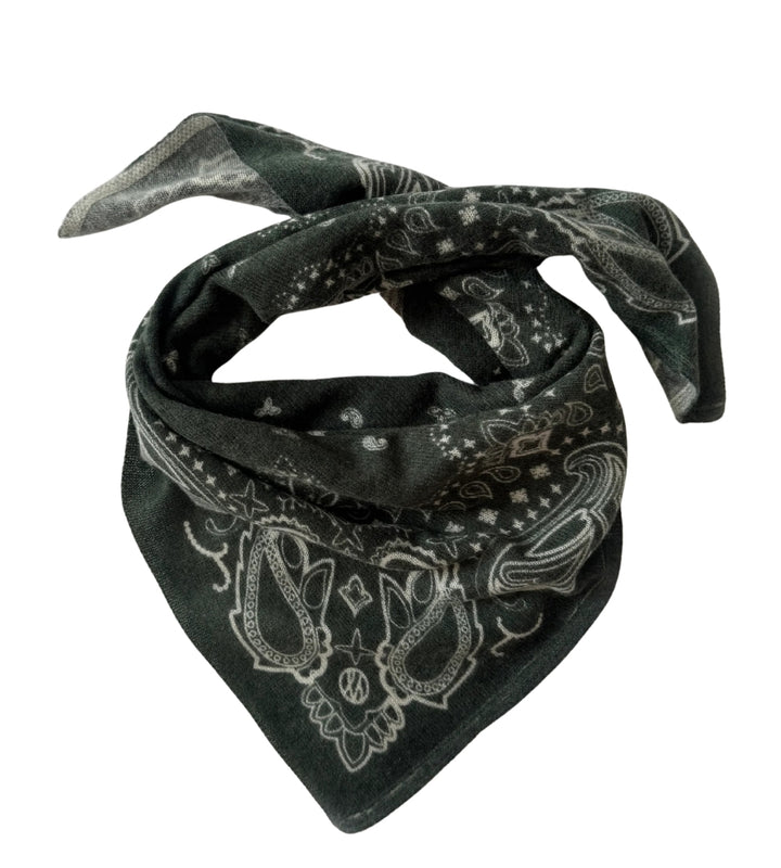 Cashmere Paisley Scarf - Green &amp; Cream