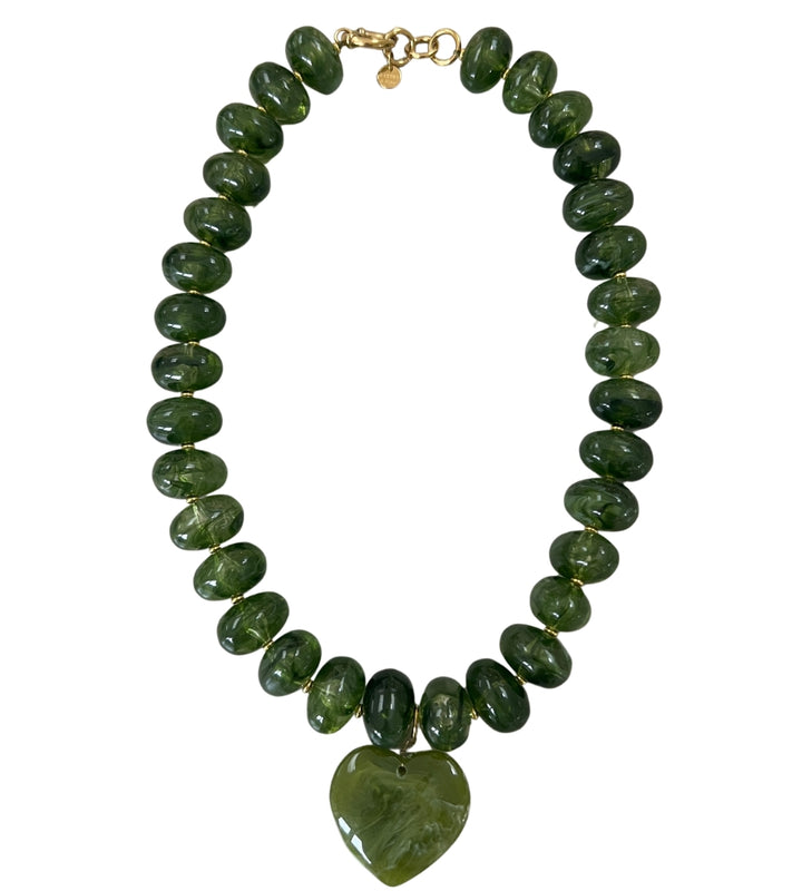 Heart Acier Necklace - Green