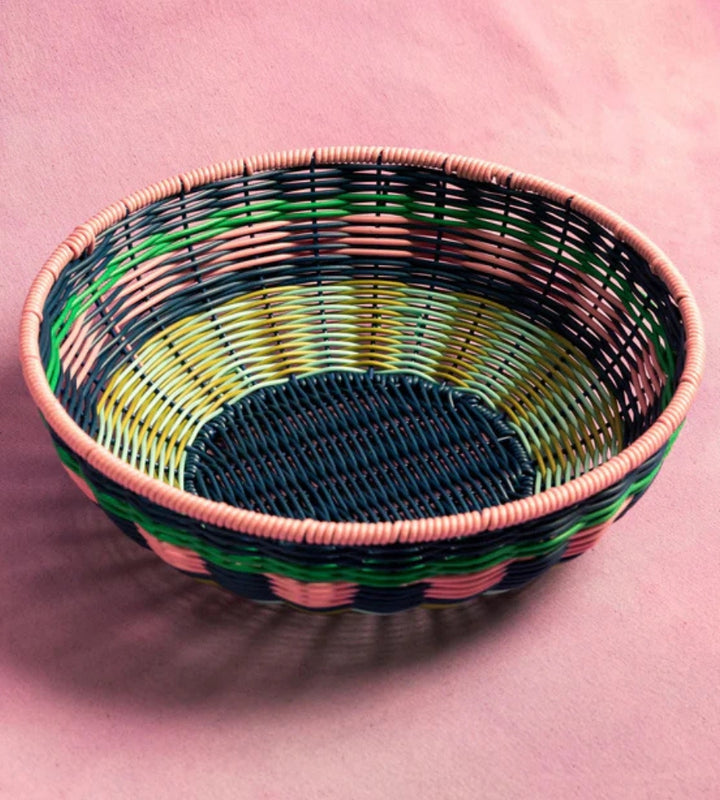 Woven Bowl - Pink/Navy