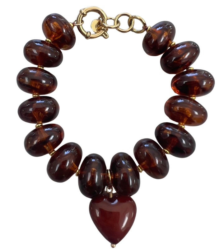 Heart Acier Bracelet - Brown