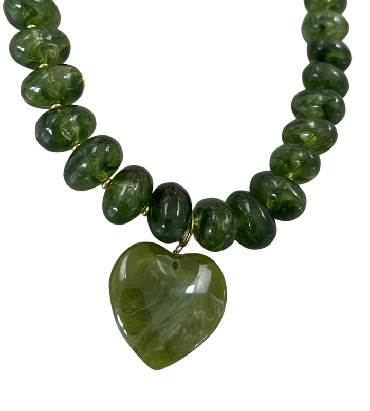 Heart Acier Necklace - Green