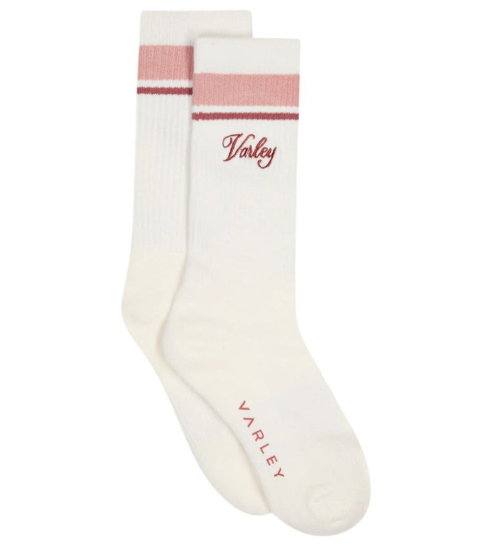 Lamar Club Stripe Sock - Egret/Pale Mauve/Dusty Rose
