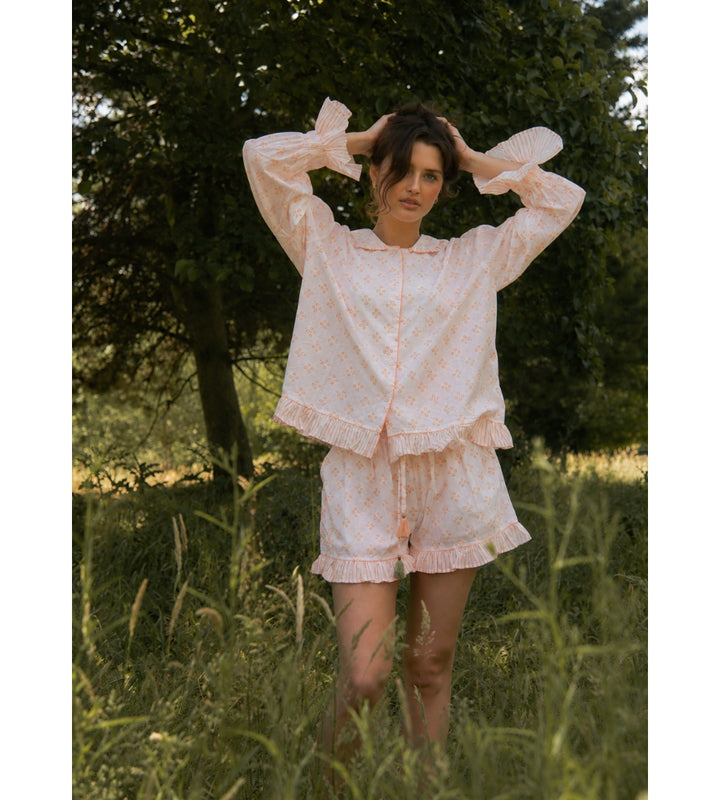 Coco Short PJ Set - Washed Pink Spray Flowers