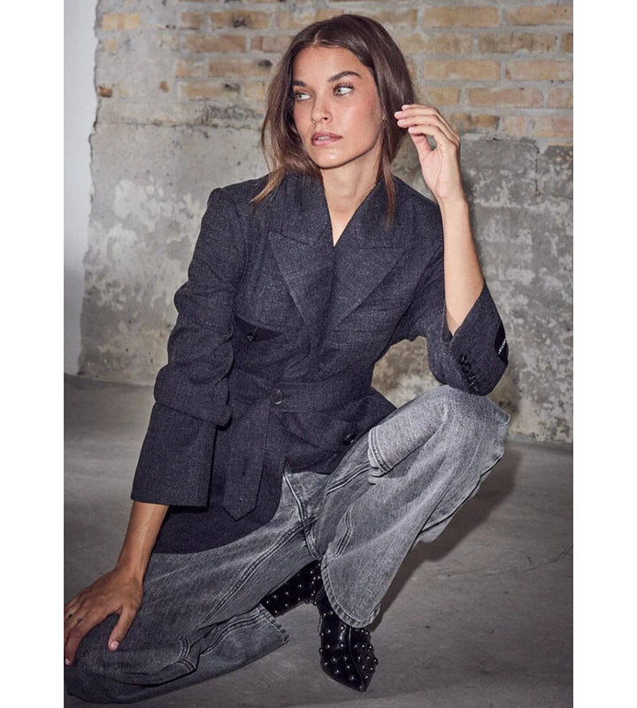 Bellis Belt Blazer - Antracit Melange