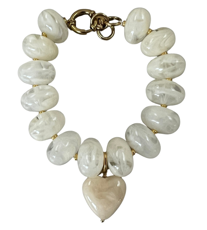 Heart Acier Bracelet - White