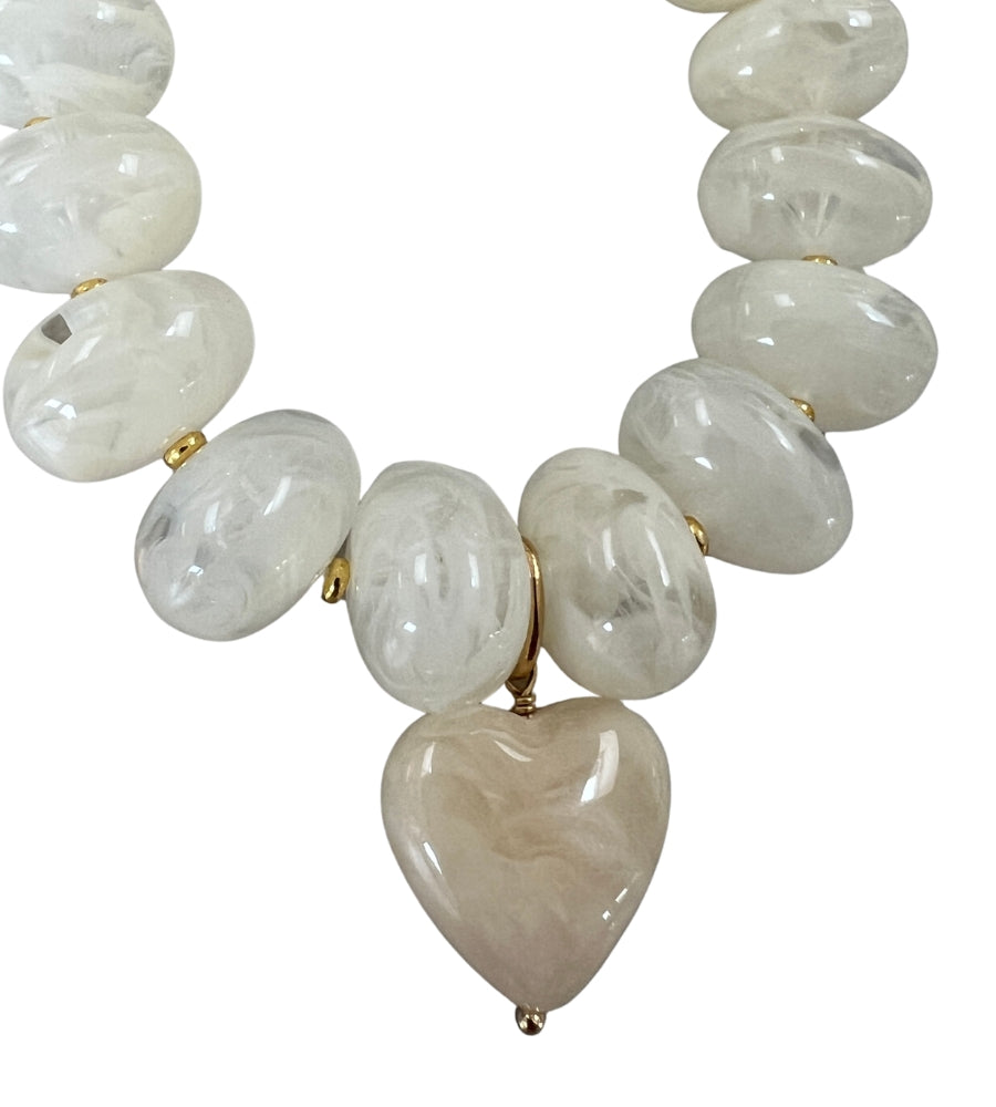 Heart Acier Bracelet - White