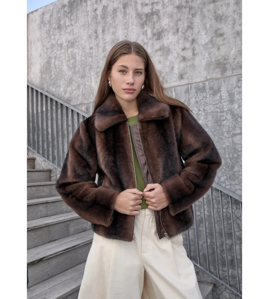 MSPanoma Faux Fur Jacket - Chicory Coffee