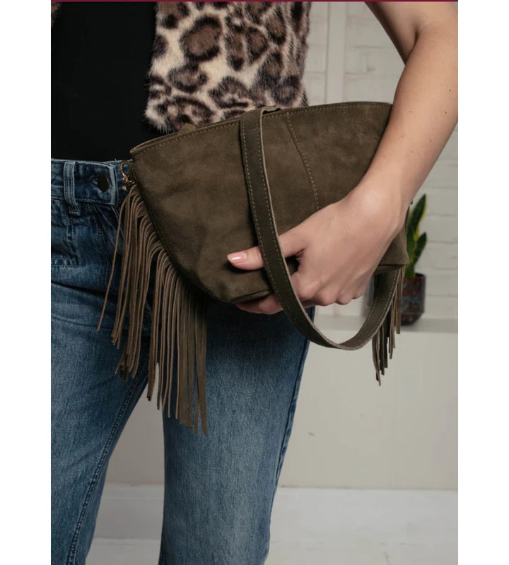 Kingston Tassel Cross Body Bag Olive