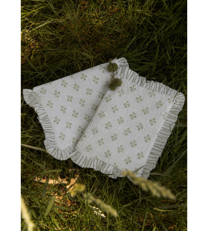 Millie Frill Pouch - Spring Greens Spray Flowers