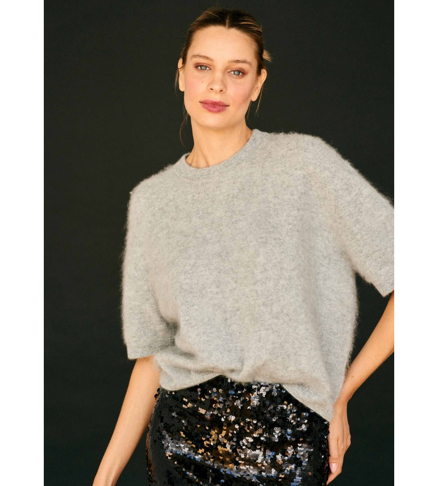 Oversized Brushed T-Shirt - Grey Pearl