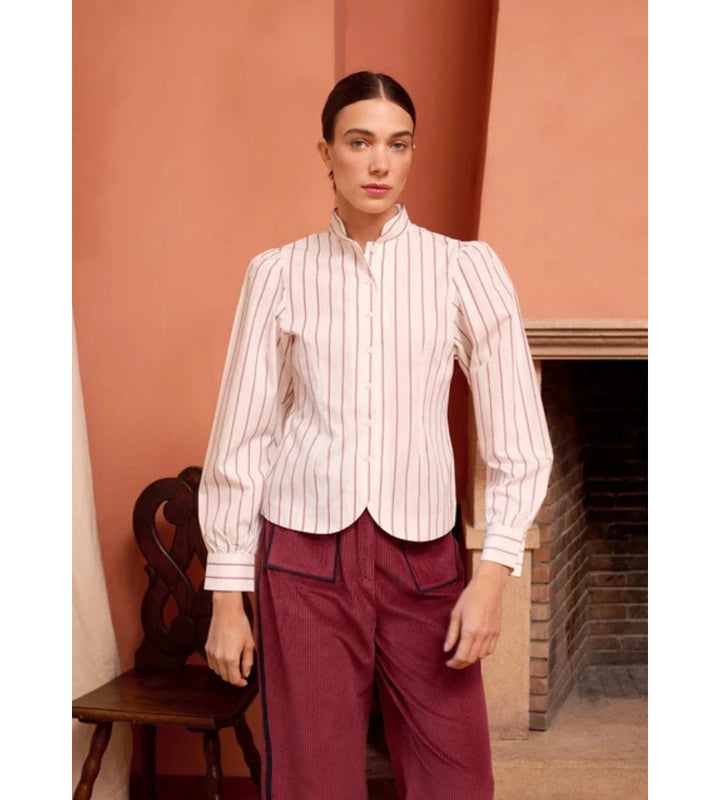 Beckett Shirt - Cabernet Stripes