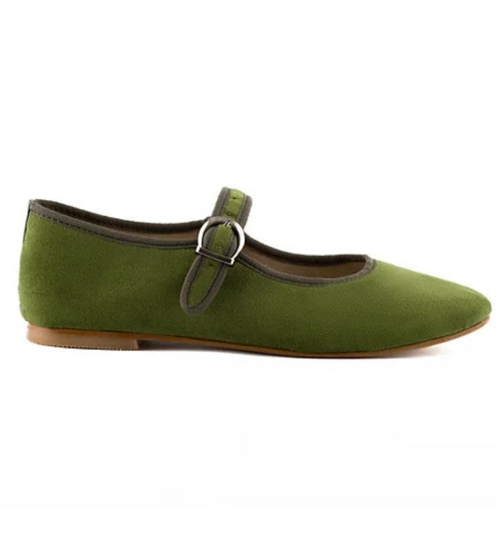 Olive Velvet Mary Jane Shoes