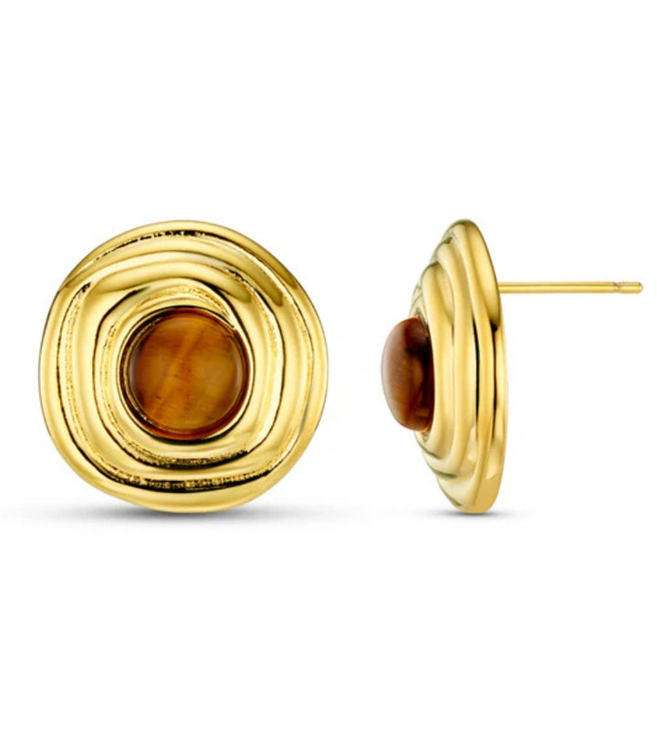 ORE40493 Spiral & Tigers Eye Stud Earrings