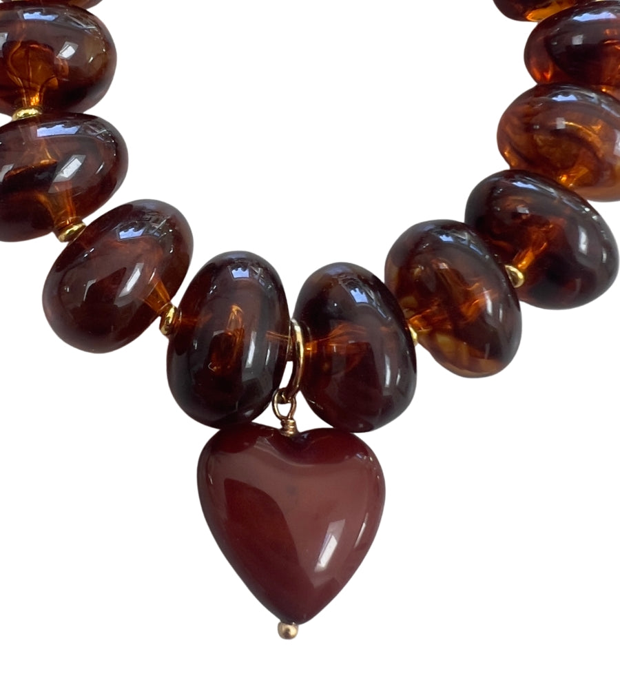 Heart Acier Bracelet - Brown