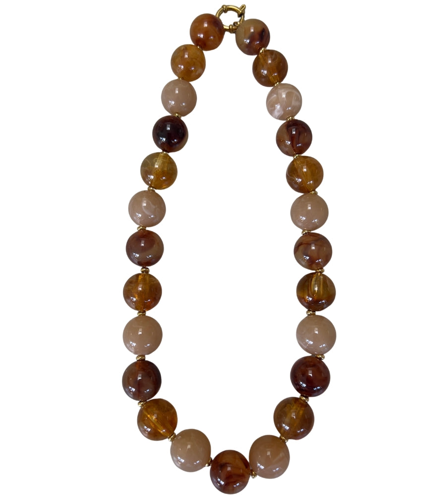 6982 Bead Necklace - Brown