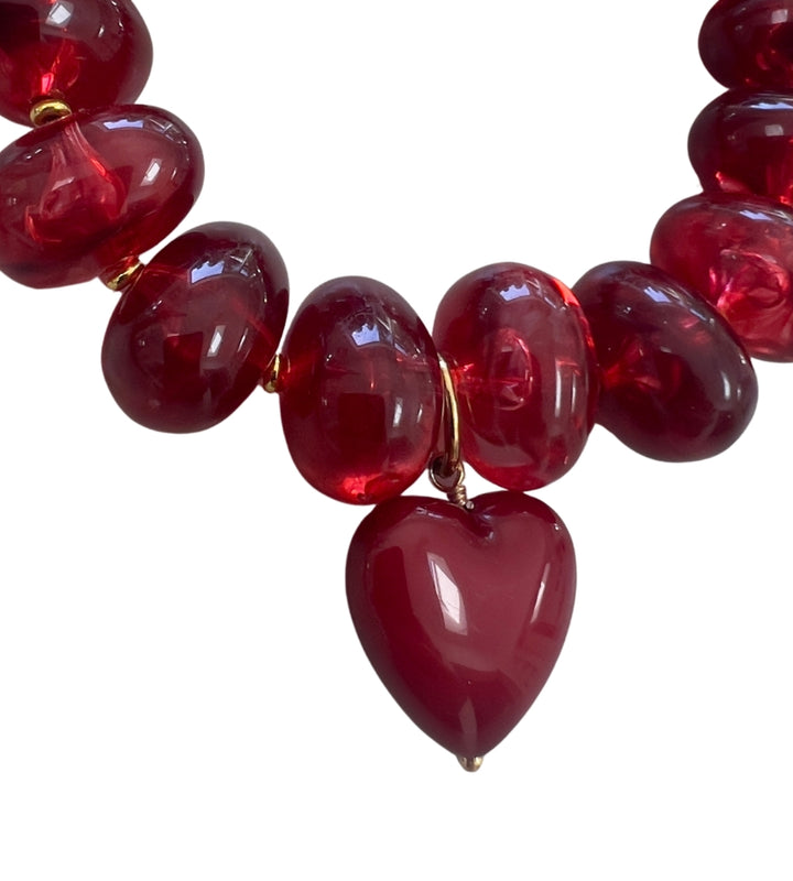 Heart Acier Bracelet - Dark Red