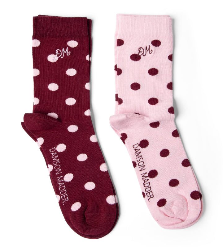 2 Pack Socks - Pink & Burgundy Spots