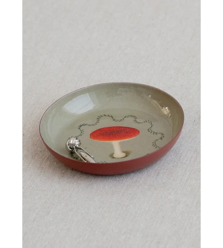 Round Enamel Tray - Toadstool