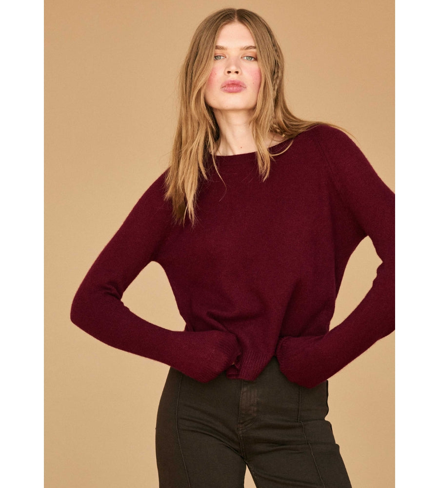 Distressed Crew - Burgundy