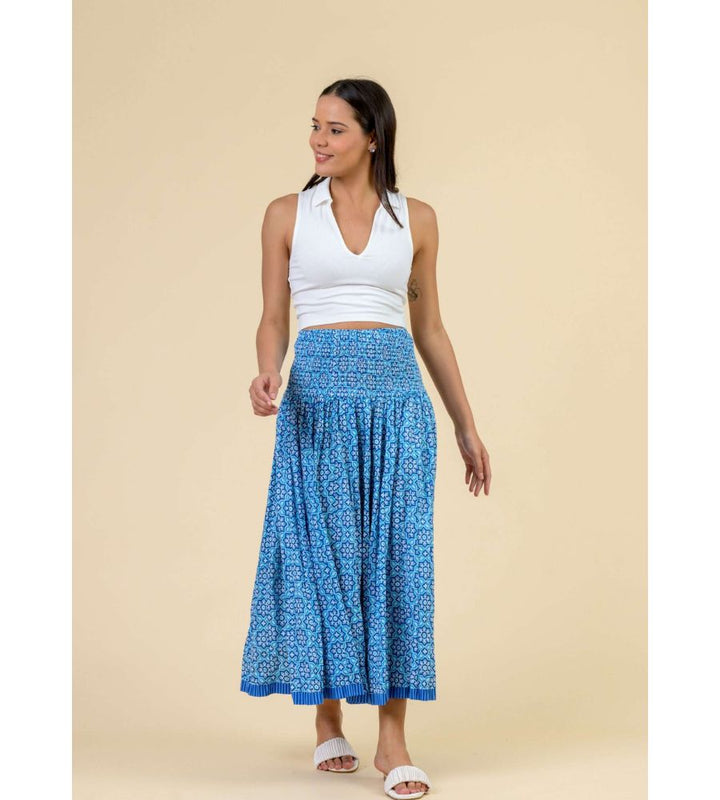 Arista Skirt - Mosaiq Turquoise Blue