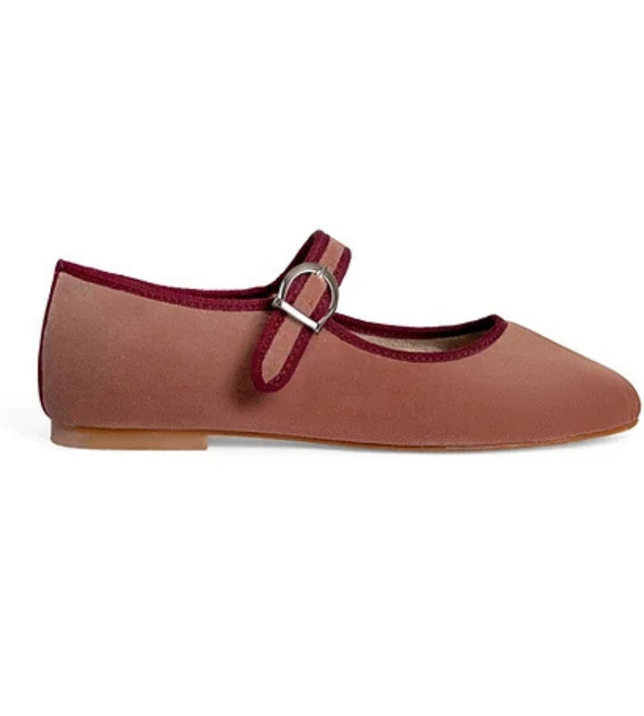 Dusty Rose Velvet Mary Jane Shoes