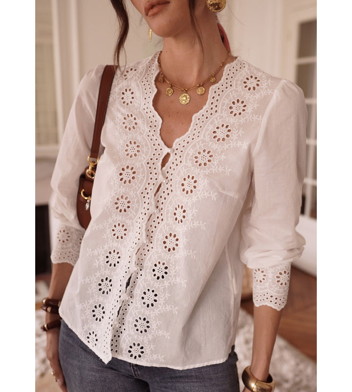 Mary Embroidered White Blouse