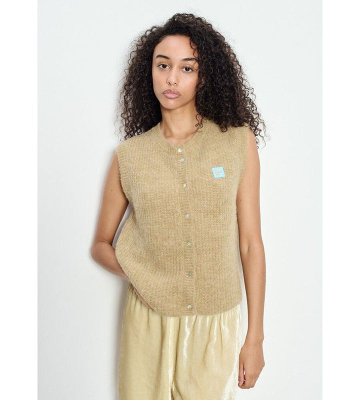 East Sleeveless Cardigan - Melange Sand