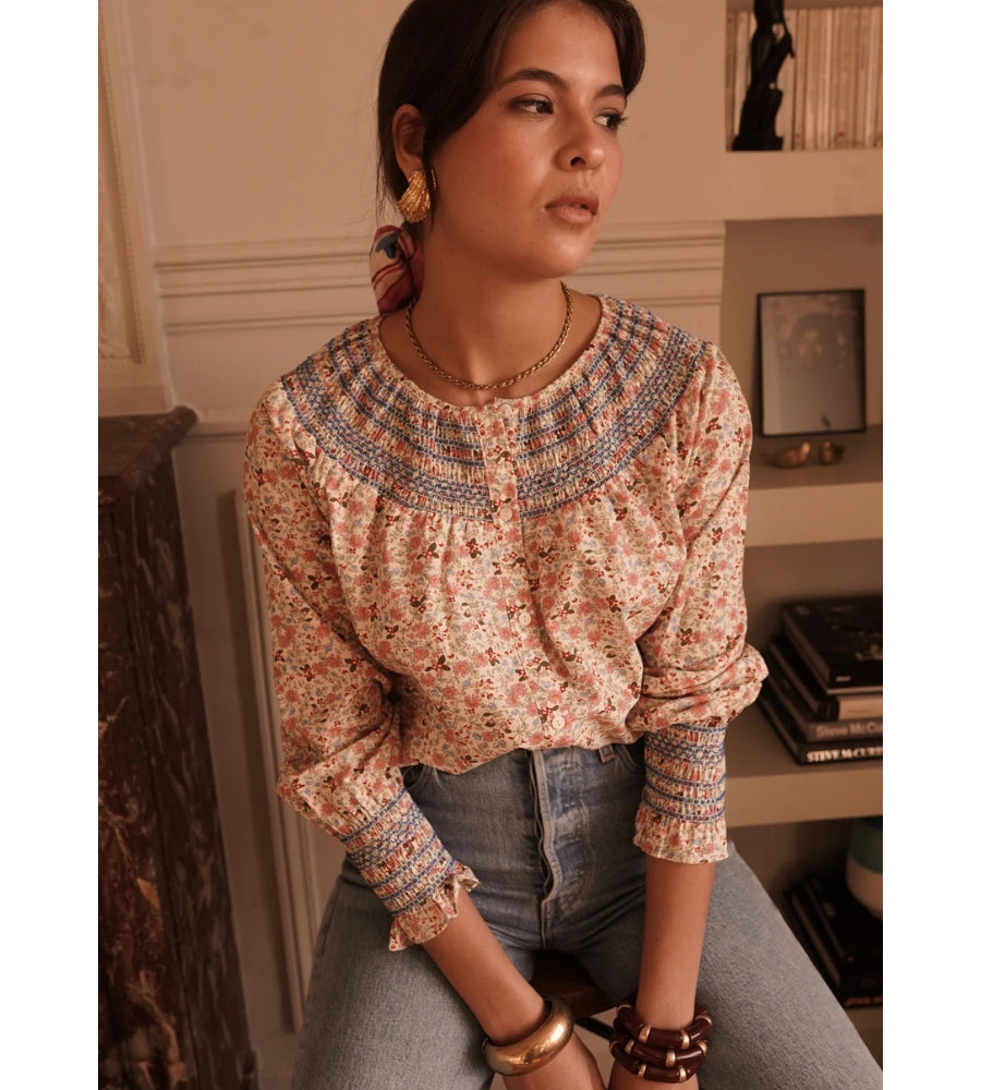 Plum Smock Flower Blouse