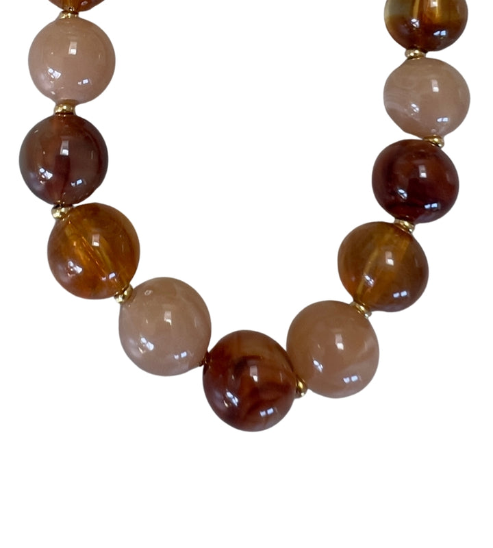 6982 Bead Necklace - Brown