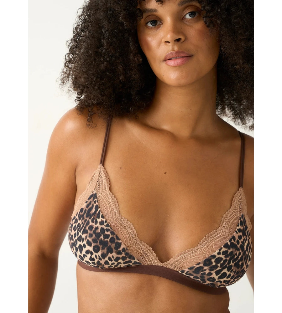 Light Lace Triangle Bra - Leopard
