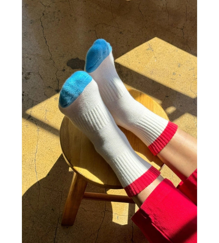 Girlfriend Socks - Color Block Blue Red