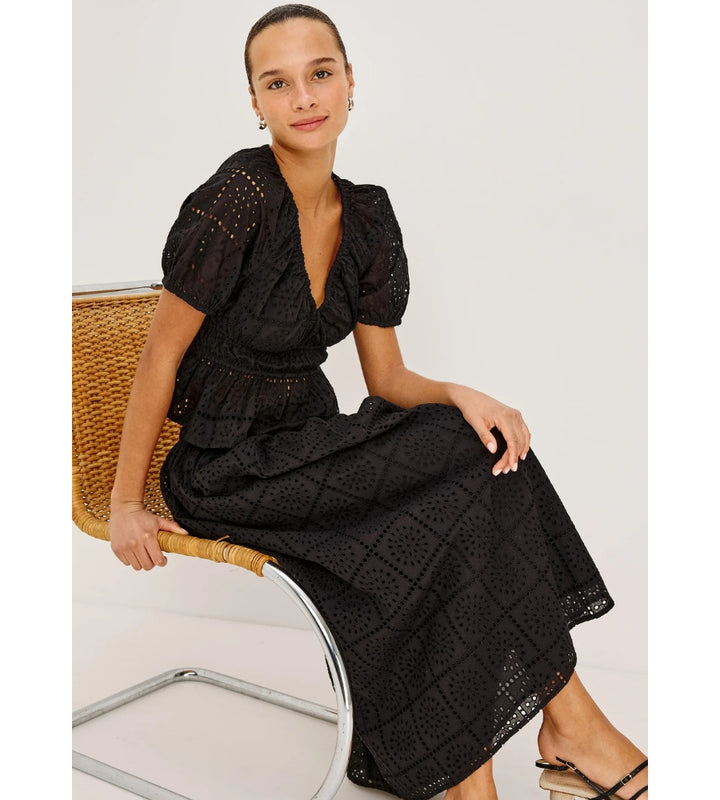 Dax Skirt Black Grid Embroidery