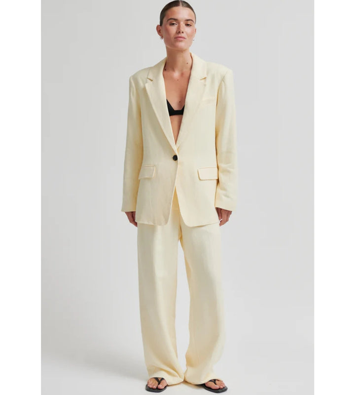 Lino Classic Trousers - Alabaster Gleam