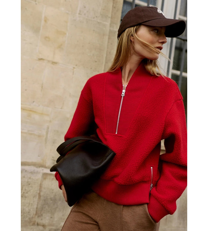 Mumford Half Zip Fleece - Washed Red