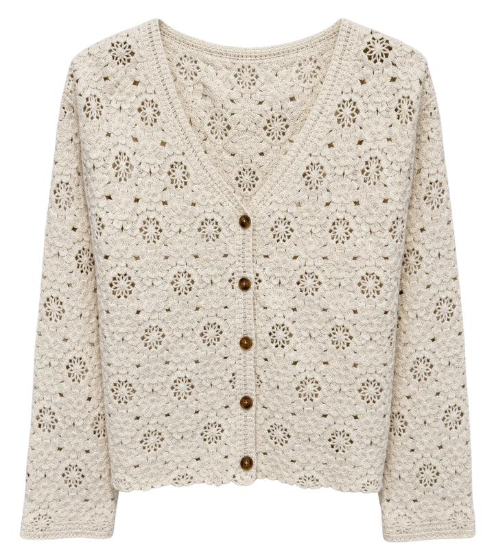 Gia Crochet Cardigan Creme
