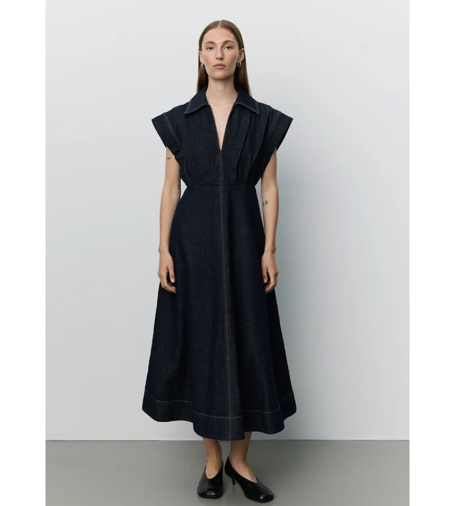 Minera Raw Denim Dress - Dark Denim Blue
