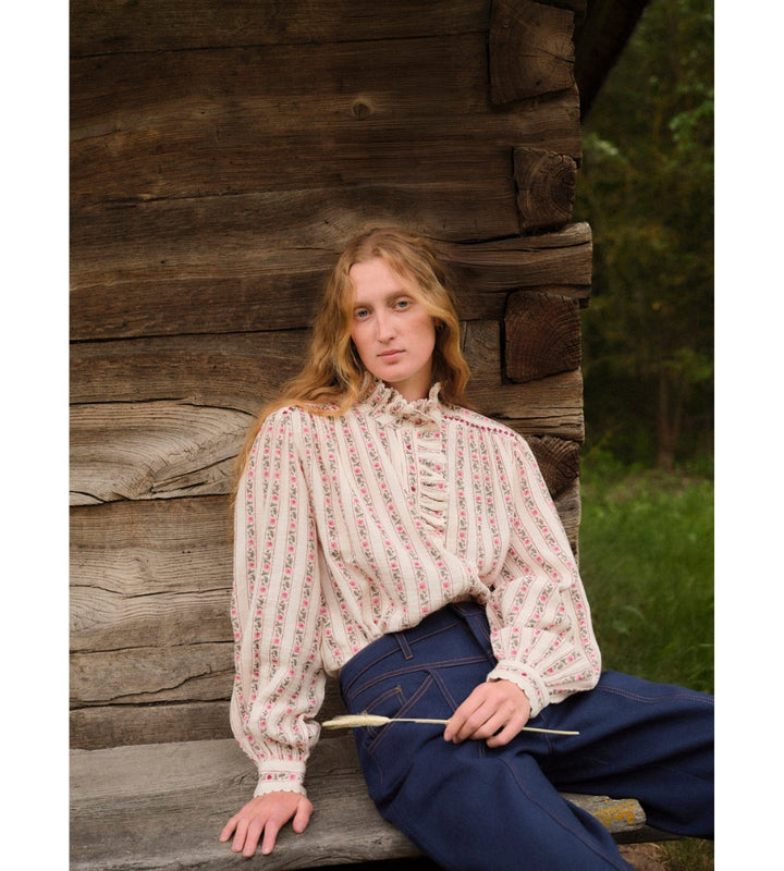 Cora Shirt - Cream Flower Beds