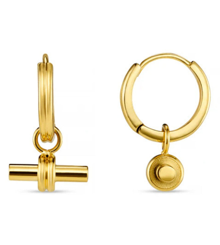 ORE29704 T-Bar Hoop Earrings Gold