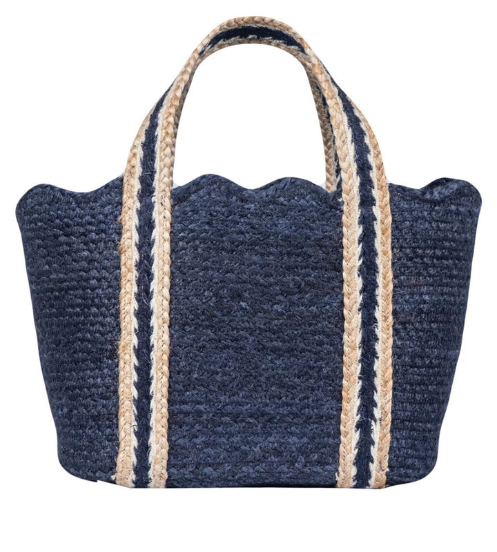 Navy Scalloped Tote Small