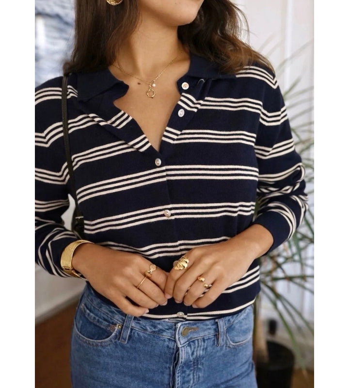 Stella Stripe Cardigan Marine