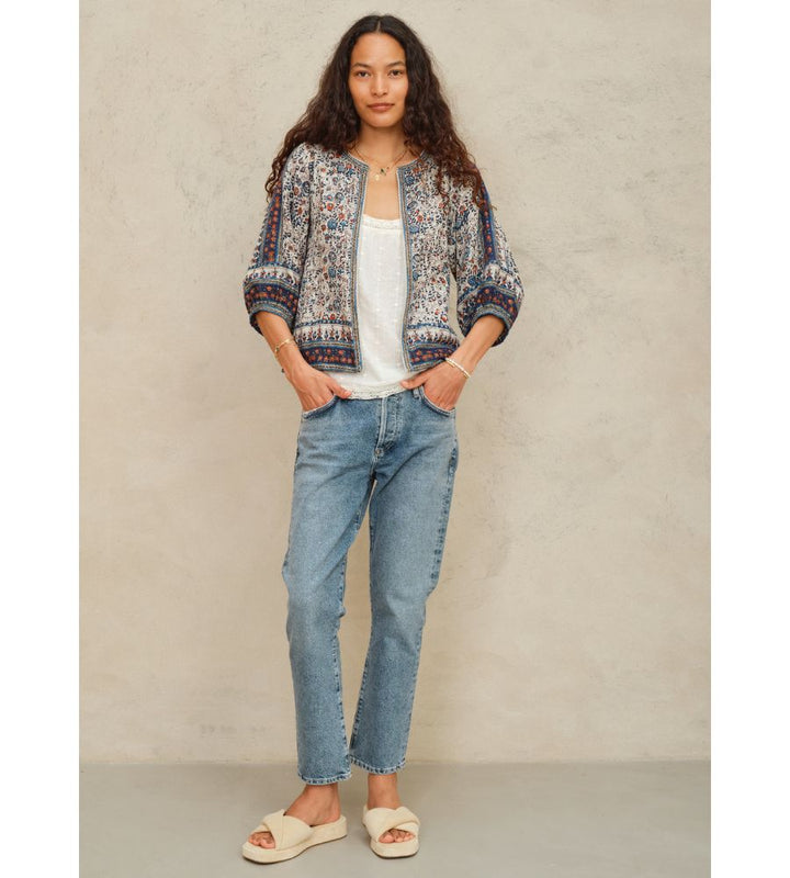 Cass Print Jacket - Indigo/Rust