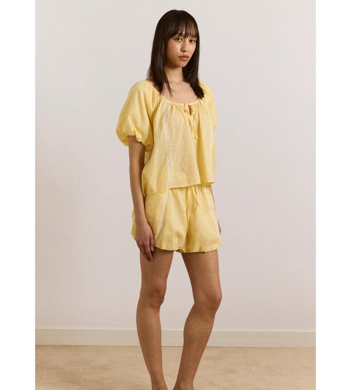 Maura Lace Trim Top - Butter