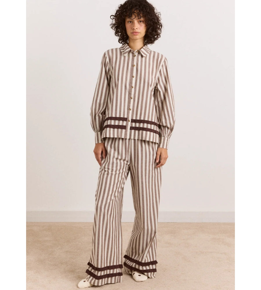 Izzy Pj Set - Choc Ecru Stripe