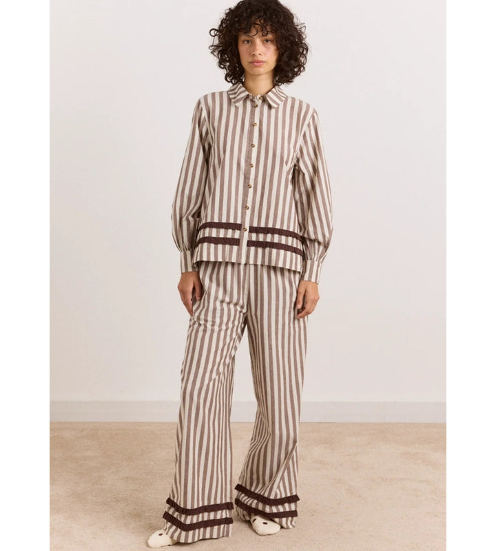 Izzy Pj Set - Choc Ecru Stripe
