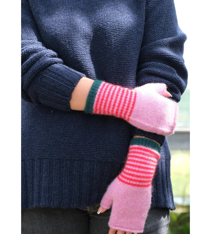 Angora Mittens - Pink &amp; Red