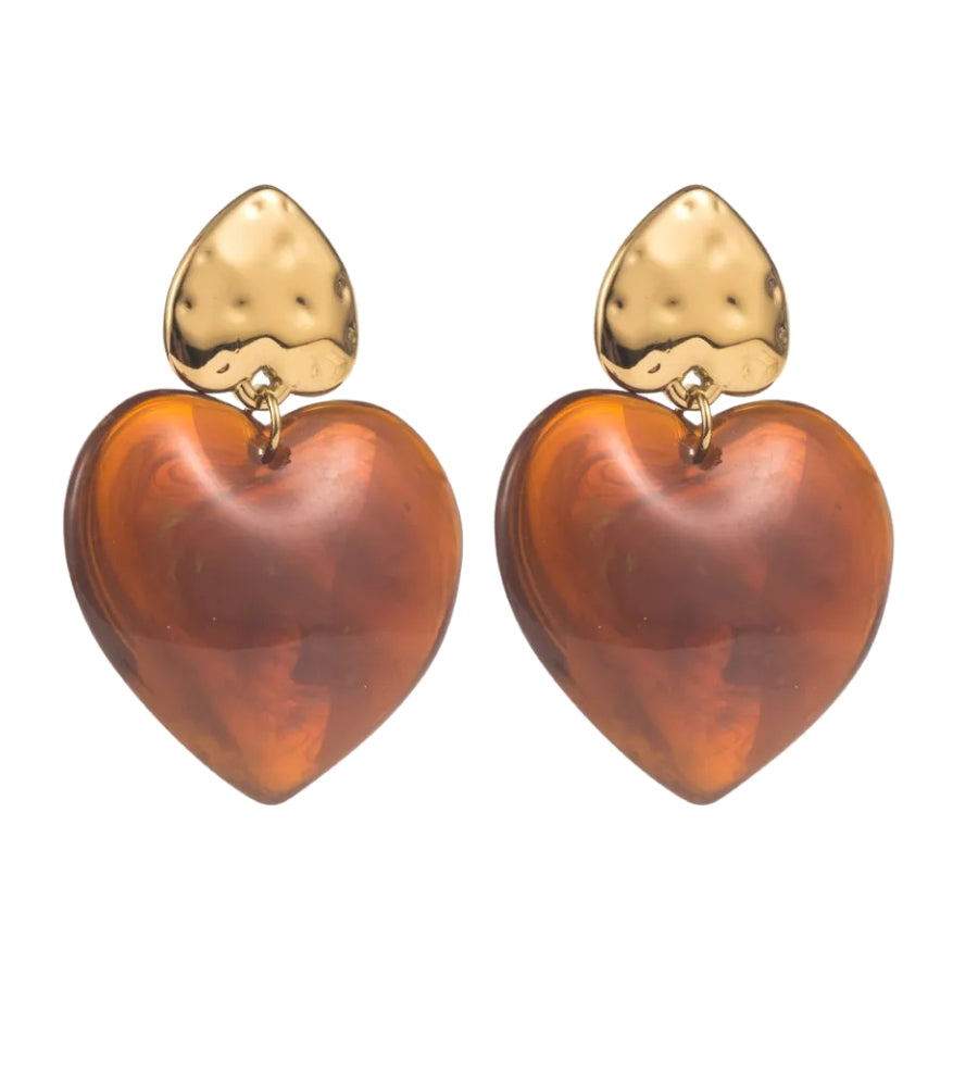 24767 - Heart Earring Brown