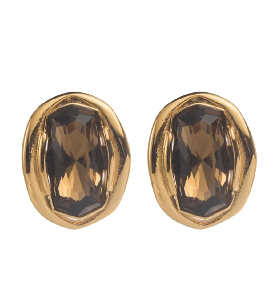 2941 Stone Stud Earrings Black