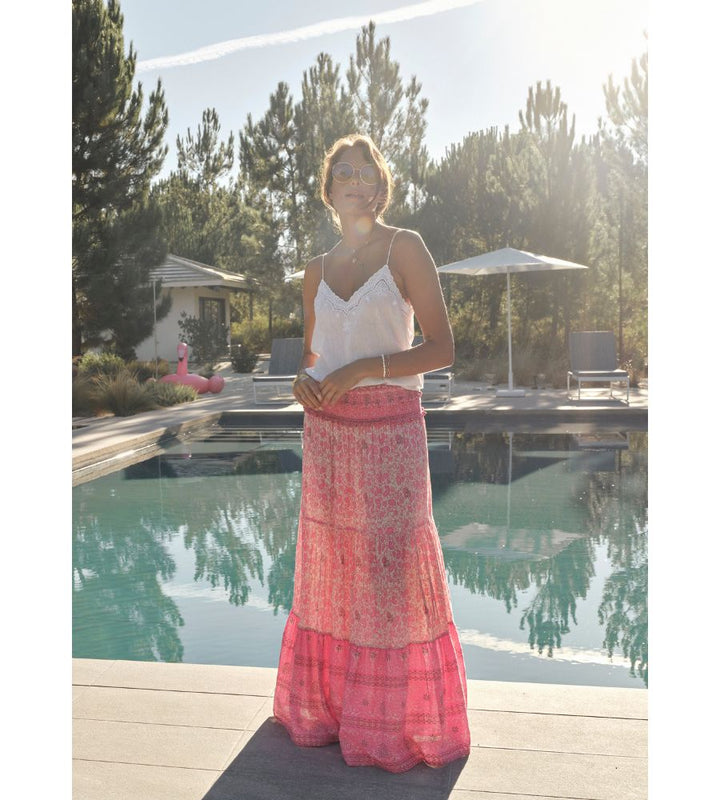 Esti Print Maxi Skirt - Pink