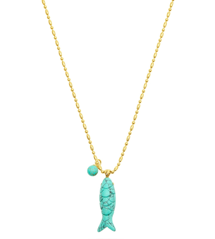 Happy Fish Pendant - Turquoise