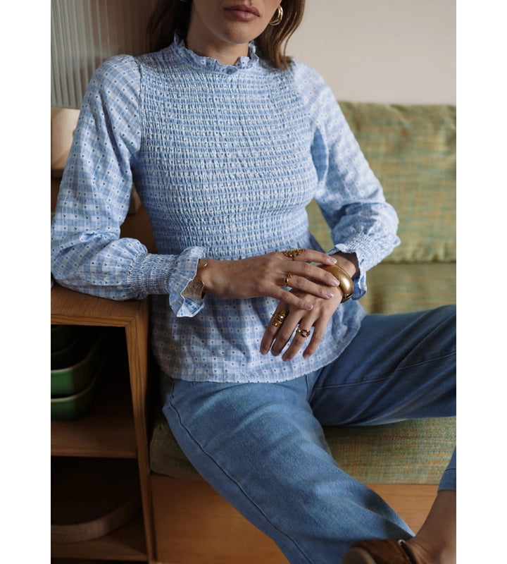 Rachel Smock Blouse Bleu